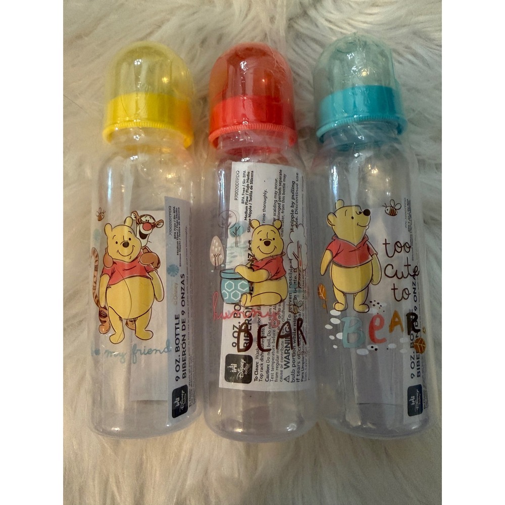 Disney Baby Winnie the Pooh 9oz Baby Bottle Set of 3 BPA Free Medium Flow Nipple